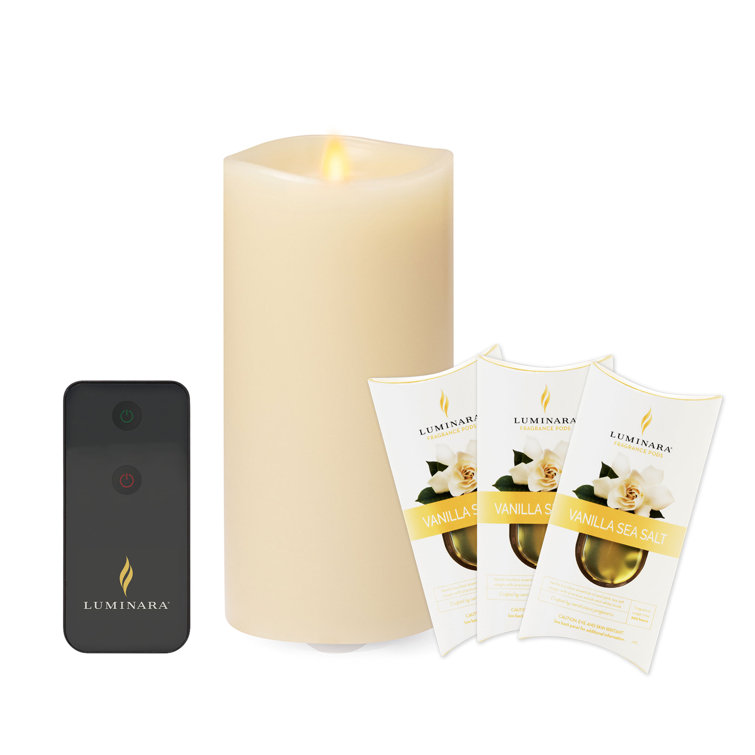 Luminara Ivory Flameless Candle Fragrance Diffusing Pillar With 3